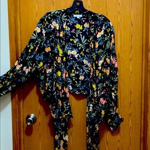 Floral in black blouse